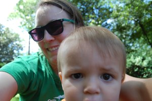 Toddler and mom on a sunny day